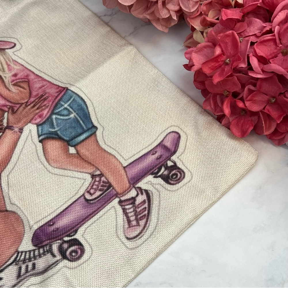 Eco-Friendly Cool Mom with Tom-Boy Skater Daughter Folding Tote Bag - Picture 10 of 14